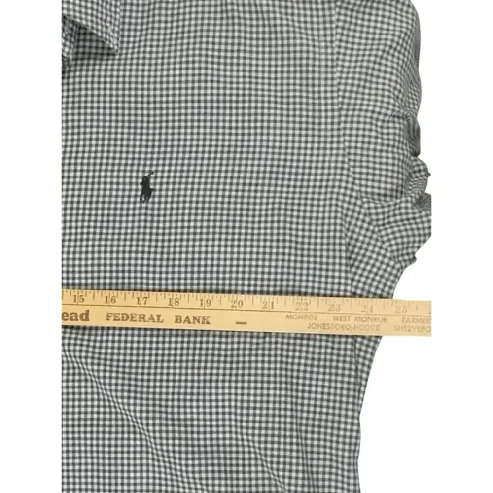Ralph‎ Lauren Mens Blake Button Up Size Large Black White Shepherd Check Vintage
